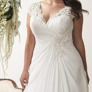 Applique lace wedding dress